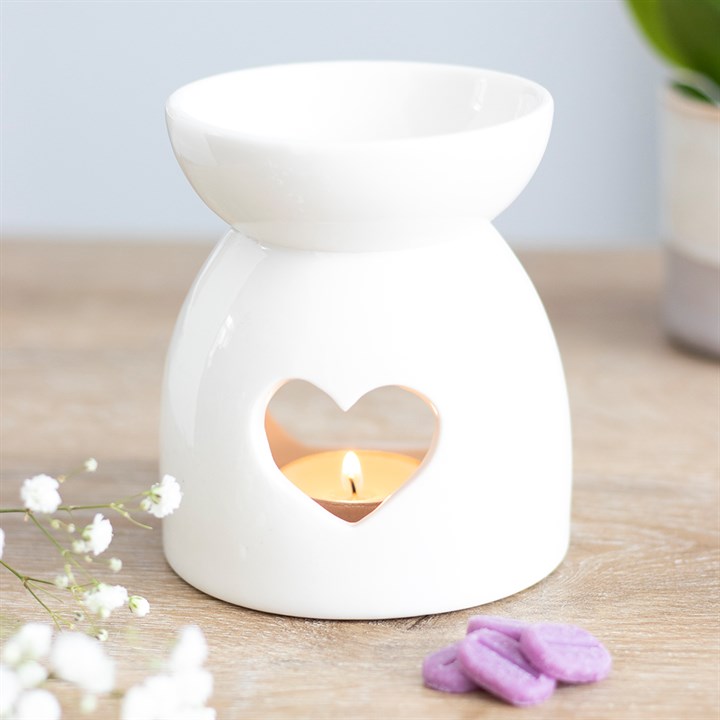 White heart cut out oil/wax burner