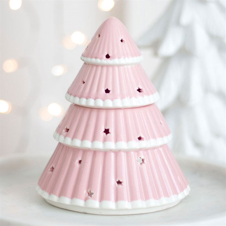 Pink Christmas tree-oil wax burner