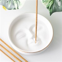 WHITE MOON FACE CERAMIC INCENSE STICK HOLDER