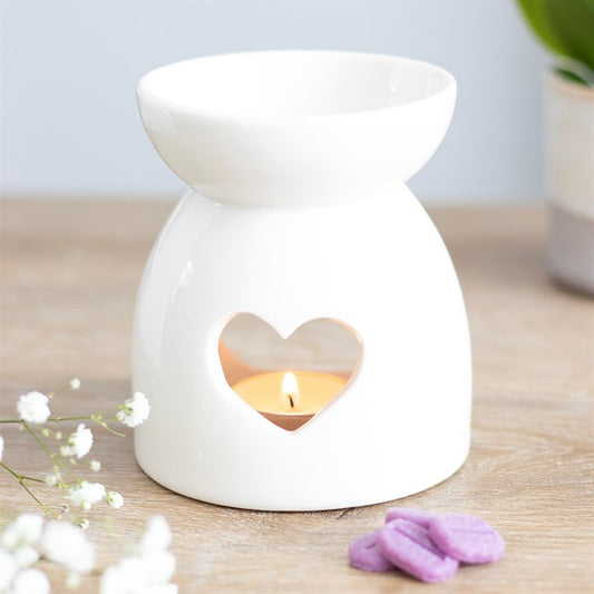 White heart cut out oil/wax burner