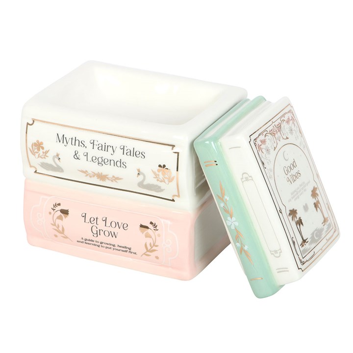 Book stack oil and wax burner