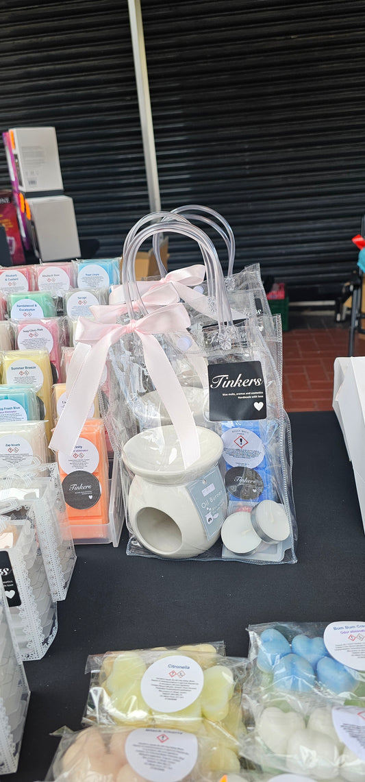 Re-usable handy pvc bag-wax burner,wax & tealight gift set