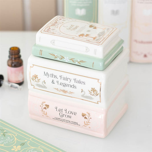 Book stack oil and wax burner