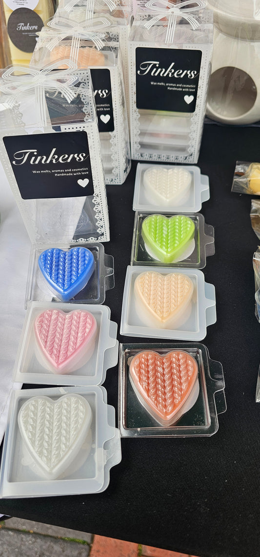Box of 7 random woolen heart samples